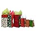 Set of Christmas Gift Bags and Tissue Paper (12 Bags + Tissue, Traditional Holiday)