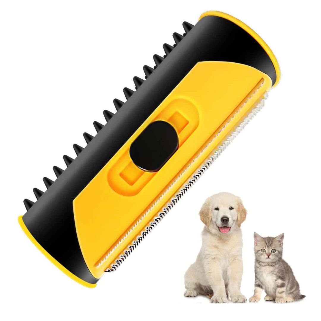 Pet Grooming Comb, Deshedding trimmer tool, Reusable Hair Remove, Depilatory Roller for Dogs, Eliminates Frizz And Dead Fuzz, Animal Hair Remover Roller For All Hair Types (Yellow)