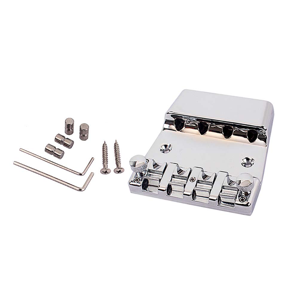 Alnicov Guitar Bridge For 4 String Bass Bridge Aluminum Chrome