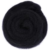 Catopia Wool Roving Yarn, 100G/3.53OZ Soft Felting Wool Pure Chunky Roving Yarn Bulk for Needle Felting Knitting Blanket Spinning Weaving DIY Craft,Black
