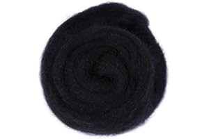 CATOPIA Wool Roving Yarn, 100G/3.53OZ Soft Felting Wool Pure Chunky Roving Yarn Bulk for Needle Felting Knitting Blanket Spinning Weaving DIY Craft,Black
