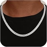 HIMSTORY Valentines Day Gifts for Him, 925 Sterling Silver Over 3.5mm/5mm/7mm Diamond Cut Cuban Link Chain Silver Chain for Men Jewelry 18 20 22 24 26 Inch