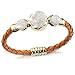 Retro Shaw leather bracelet with natural crystals bangle bracelet magnetic lock gifts for women 6.9 inch
