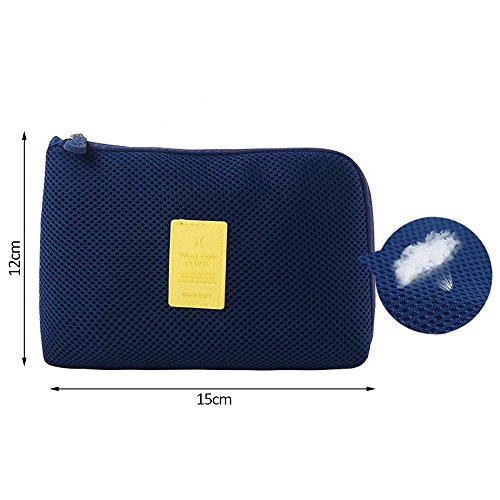 Happy Hours - Creative Shockproof Digital Storage Bag Pouch / Multifunction Makeup Smartphone Charger Headset Data Cable Case for Travel and Daily(Navy) - Thumbnail 4
