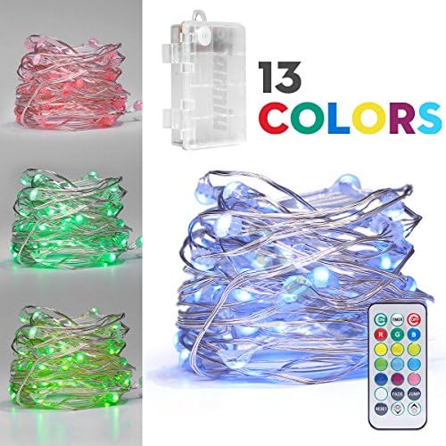 Sanniu LED String Lights,Battery Powered Multi Color Changing Fairy Lights With Remote,50leds Indoor Decorative Silver Wire Lights for Bedroom ,Patio,Outdoor Garden,Stroller,Christmas Tree.(16ft)