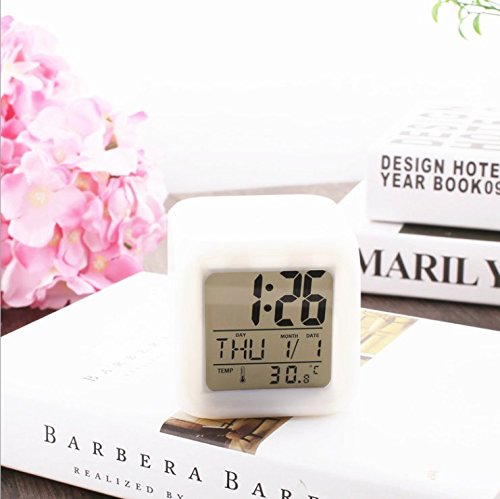 Scenstar Kids Clock Digital Alarm clocks 7 Colors Changing Digital Alarm Clock with Multi-function Thermometer Night Glowing for Bedroom&Table,School Desk - Thumbnail 7