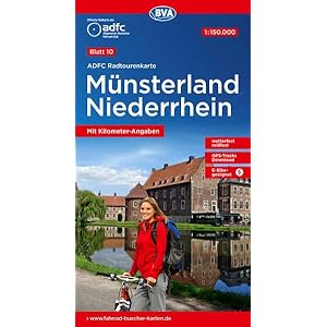 ADFC-Radtourenkarte 10 Münsterland Niederrhein 1:150.000, reiß- und wetterfest, GPS-Tracks Download Landkaart – Gevouwen Kaart, 28 juni 2022