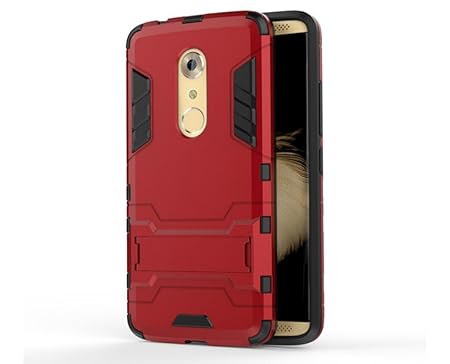 Bllosem ZTE Axon 7 Hülle Hybride Dual-Layer PC+TPU Kompletter Schutz Standfunktion Tasche für ZTE Axon 7 Rot