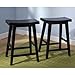 SilkWood Studio Belfast Solid Wood Counter Height Saddle Stool, Set of 2, Black