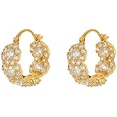 MIKAMU 14K Gold Hoop Earrings for Women CZ cubic zirconia Gold Plated dainty Hoop Earring for Women Jewelry