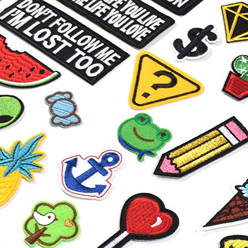 J.CARP Words Slogan Cool Embroidered Iron on Patches, Cute Sewing Applique for Motorcycle Biker Jackets Jeans Backpacks Caps (22PCS)