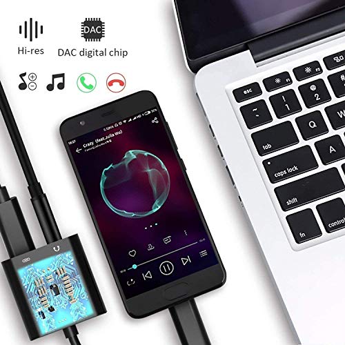 Azddur 2 in 1 USB C to 3.5mm Audio Adapter&PD Fast Charging Dongle Compatible with Galaxy S20/S20+/20Ultra/Note 10/10+, Google Pixel 4/4XL/3/2XL, iPad Pro and More(Not for Moto&OnePlus)(Black)
