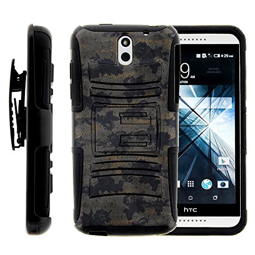 HTC Desire 610 Case, HTC Desire 610 Holster, Two Layer Hybrid Armor Hard Cover with Built in Kickstand for HTC Desire 610 (AT&T) from MINITURTLE | Includes Screen Protector - Ancient Camouflage