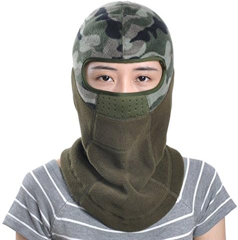 FQG*The autumn winter draw lint-free ride head masks kit head hat face windproof winterization warm winter caps, men and women Baotou Army green camouflage - thick