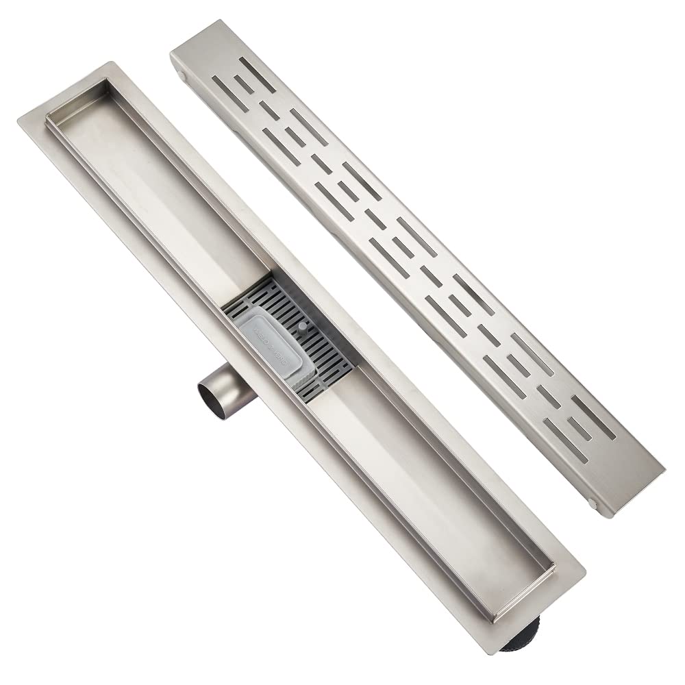 Plumbsys Linear Shower Drain L60cm,Stainless Steel,H type floor drain complete set ，Shower Drain Siphon with Odor Stop and Hair Strainer …
