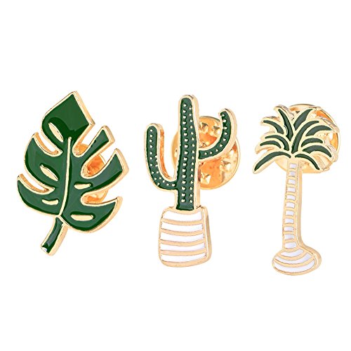 Novelty Cartoon Brooch Pin Cactus Enamel Pin Badge for Clothes Bags Backpacks Palm Leaf Cactus Coconut Tree Breast Pin