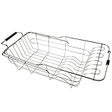 Dish Drying Rack Drainer By JHJ Homegoods In Sink Stainless Steel Kitchen Drainers | Rust Proof Antimicrobial Expandable Adjustable Extension Heavy Duty Holder Counter Space Saver