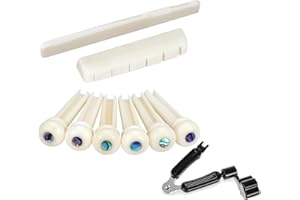 YIJUNHUI 8-Piece Acoustic Guitar Bone Upgrade Kit: Real Bone Bridge Saddle, Nut & Bridge Pins for Enhanced Tone & Sustain – Fits Most 6-String Guitars
