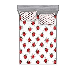 Ambesonne Ladybugs Fitted Sheet & Pillow Sham