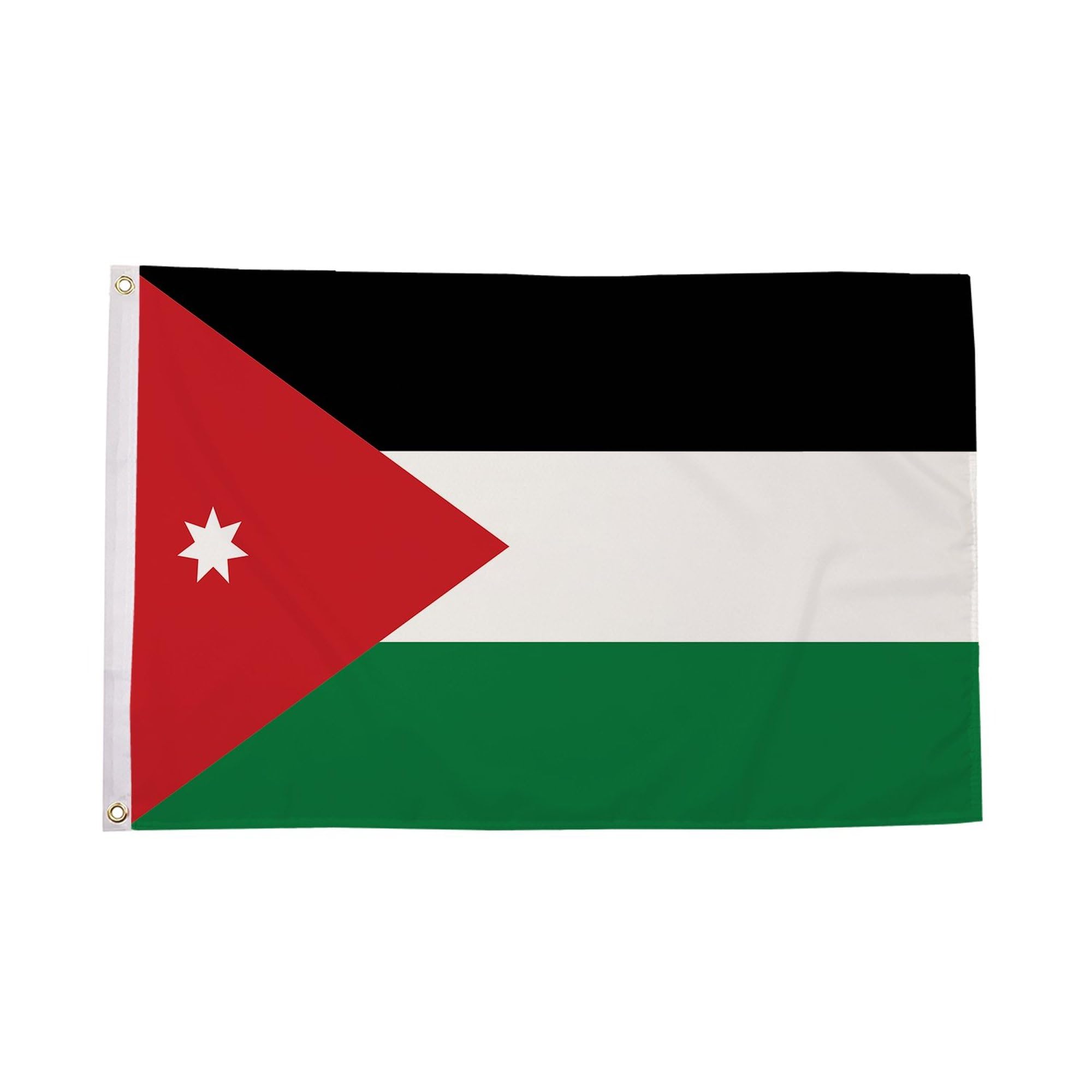 Flagtex Jordan Flag 3ft x 2ft Jordanian National Flag Black White Green Red Triangle White Star Premium Polyester Brass Grommets Double Stitched 90cm x 60cm Indoor Outdoor Banner Decoration