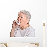 Wallmonkeys Senior Woman with Asthma Inhaler Wall Decal Peel and Stick Graphic WM335116 (18 in H x 15 in W)