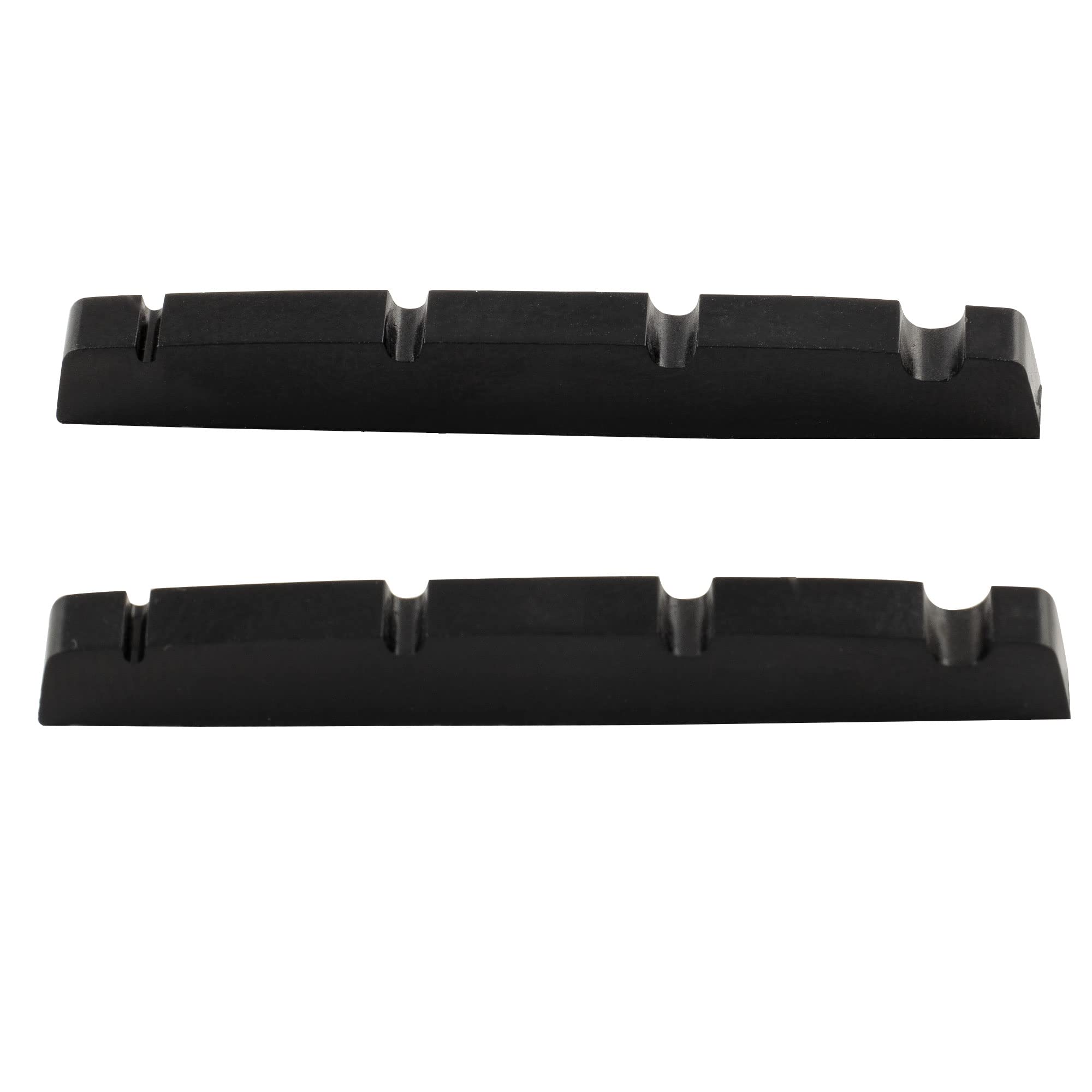 Musiclily Pro Urea Resin Plastic Slotted 42.3mm Precision Bass Nuts Flat Bottom for 4-string P Bass, Black(Set of 2)