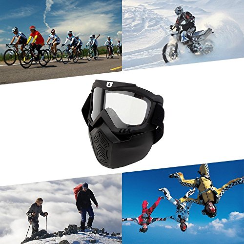 ECLEAR Smoke Motorcycle Goggles Face Mask Detachable Anti-Fog UV Protect Padding Helmet Sunglasses for Harley Street Dirt Bike ATV Cruiser Snowmobile