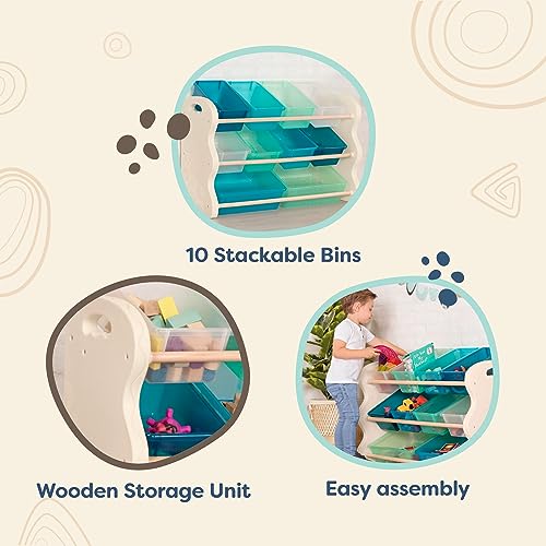 B. toys B. spaces Totes Tidy Toy Organizer Furniture for Toddlers Storage Unit with 10
