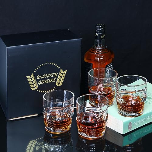 KTQUICK Whiskey Glasses Set of 4, 10 oz Old Fashioned Tumblers for Drinking Scotch Bourbon Whisky Cocktail Cognac Vodka Gin Tequila Rum Liquor Rye Gift for Men