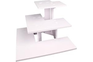 Luxinika 3-Tier Retail Table Risers Display Stand with Shelves for Vendor Events, Farmers Market Craft Fair Rack Candle Soap Stand For Shows Countertop Pop Up Shop Tumblers Candy (White, Corner)