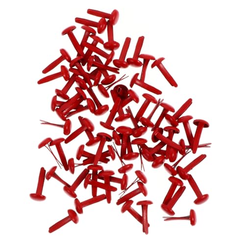 Operitacx 200Pcs Mini Brads Iron Nails Solid Color Craft Fasteners for DIY Scrapbooking Projects Red Two-Prong Decorative Nails