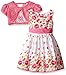 Youngland Girls' 2 Piece Shantung Floral Print Dress and Crochet Cardigan