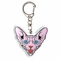 Angry Tan Sphynx Cat Acrylic Keychain