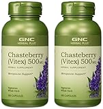 GNC Herbal Plus Chasteberry (Vitex) 500mg -- 2 Packs each of 100 Veggie Caps