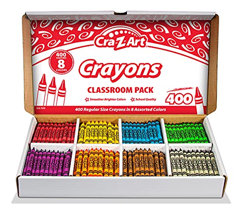 Cra-Z-Art Crayon Bulk Class Pack 400ct 8 Assorted Colors, Back To School Supply…