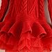 Christmas Sweater Dresses for Girls Ruffle Sweater Long Sleeves Tutu Dress Stitching Knitting Pullover Tops for Kids (Red,120)