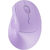 seenda Ergonomic Wireless Mouse, 52&deg; Vertical Bluetooth Mouse, Purple | Dual Bluetooth and 2.4G USB receiver, quiet clicks, 1000/1600/2400 DPI, 116g right-hand mouse for Windows, Mac, Android