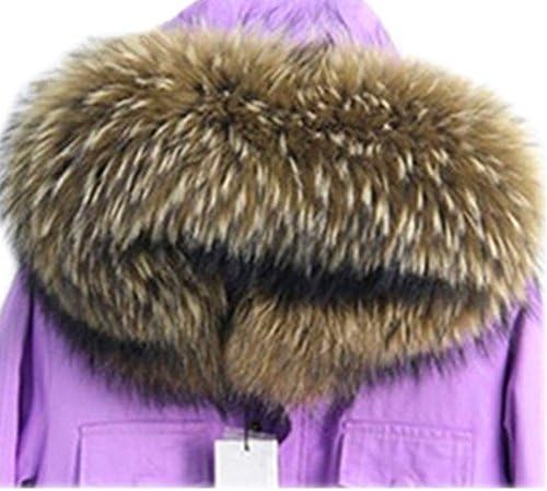 Gegefur Women's Genuine Detachable real raccoon Fox Fur Collar Scarf Wrap Neck Warmer Scarves (yellow, 7018cm)