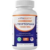 Vitamatic L-Tryptophan 1000 mg, 120 Tablets, Double Strength | Support Relaxation, Healthy Mood and Restful Sleep*, Non-GMO, Gluten Free, Made in USA