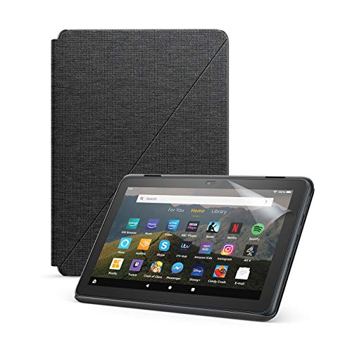 Fire HD 8 tablet (2020 release, 32 GB, Black, with Ads) + Amazon Standing Case (Black) + NuPro Screen Protector (2-Pack)