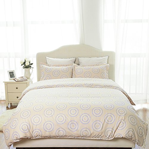 Duvet Cover Set with Zipper Closure-Circle Khaki Printed Pattern,Twin (66