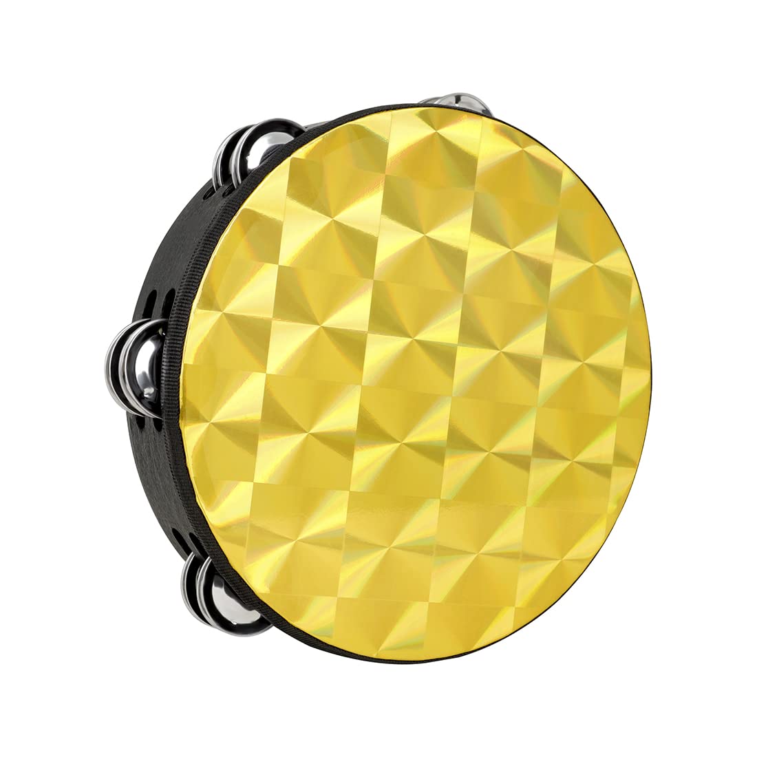 OriGlam 8 Inch Double Row Tambourine, Hand Held Percussion Drum Musical Percussion Tambourines for Adults,Church,Party (Gold)