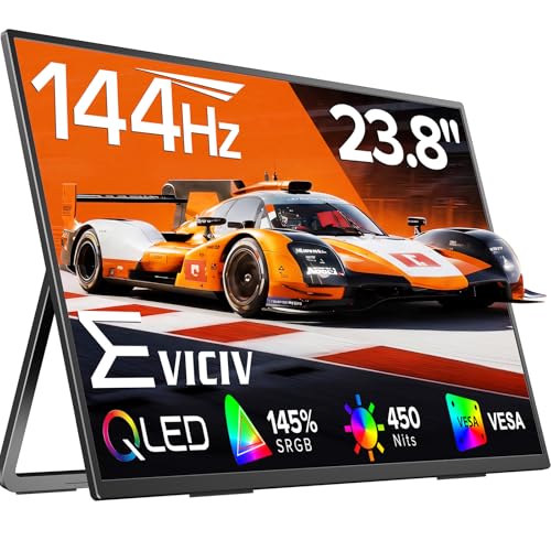 EVICIV Portable Monitor Gaming 23.8" 144Hz QLED 145% SRGB 2000:1 450Nits