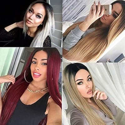 Amazon Co Jp Xinlin Du ヨーロッパとアメリカの女性の長いストレートの髪アフリカcos色勾配化学繊維かつら帽子 Color Red ビューティー