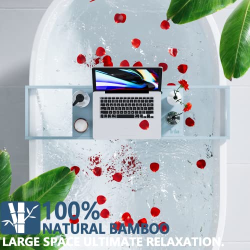 Bathtub Tray Caddy,Premium Bamboo Expandable Bath Tub Trays Table
