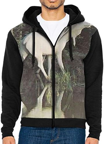 Men Albino Moose Bull Classicl Hat and Pockets Mens Zip Up Hoodie Sweatshirts