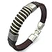 KONOV Mens Leather Rope Bracelet, Tribal Braided Cuff Bangle, Brown