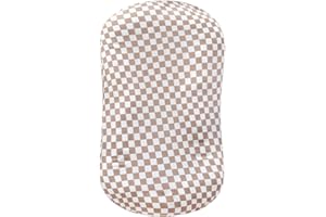 LifeTree Muslin Baby Lounger Cover, Newborn Slipcover Lounger Cover for Boys Girls Infant, Soft 70% Viscose from Bamboo and 30% Cotton, Cover Only, Checkered Pattern