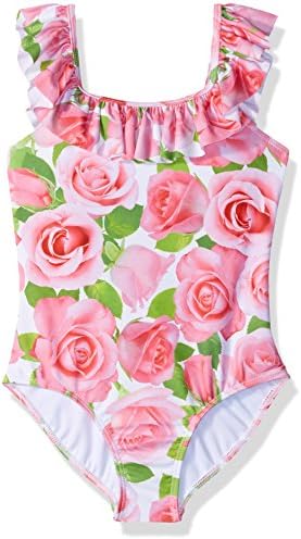 Kate Mack Big Girls' Rose Parfait 1pc Swimsuit, Pink, 10