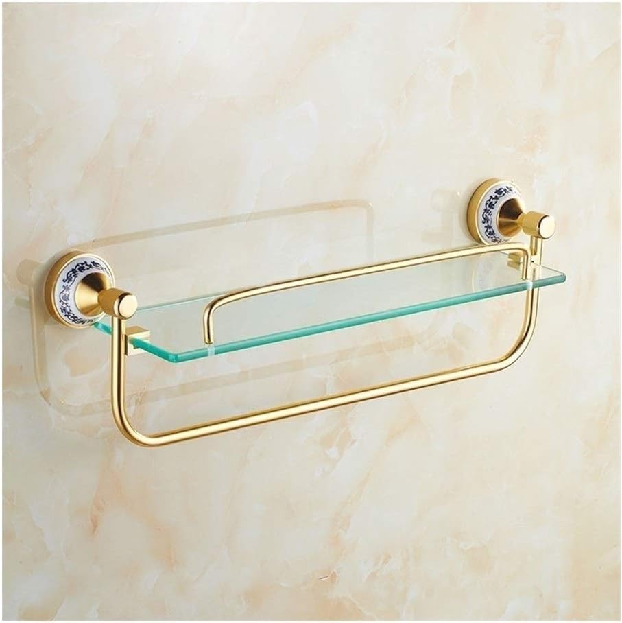 NLRHH Estantería de baño estante de cristal con riel, montado en la